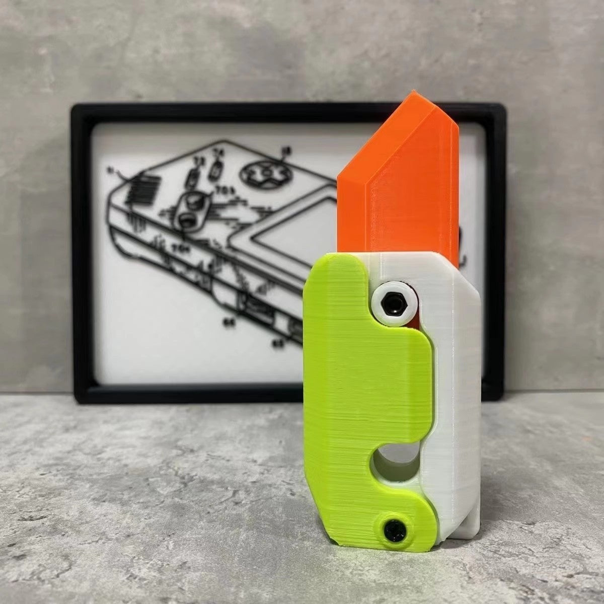 Radish Knife 3D Gravity Knife Decompression Push Brand Small Toy 3D  Printing Gravity Radish Knife