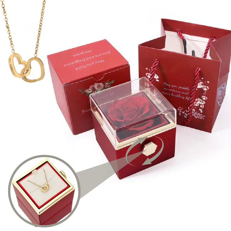 Heart Necklace Rose Gift Set