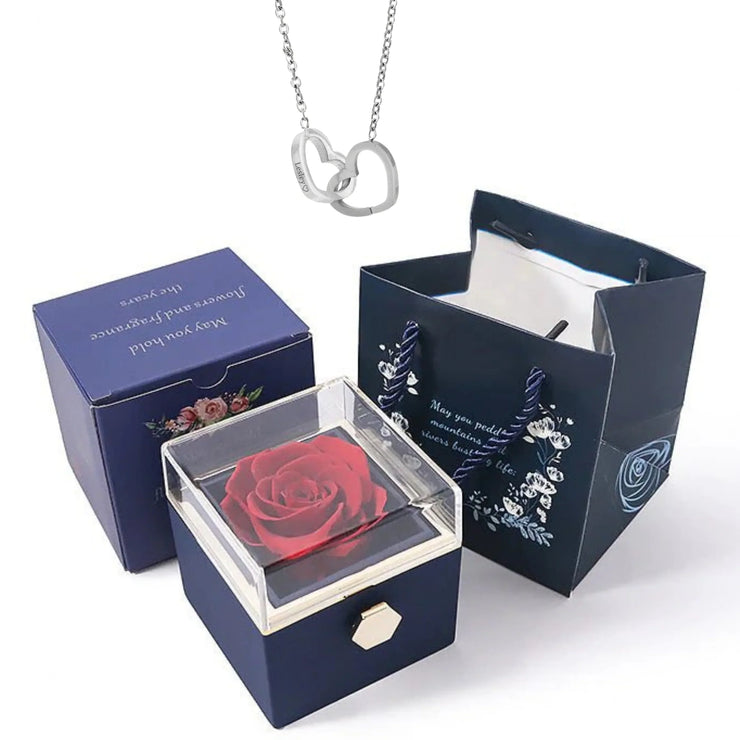 Heart Necklace Rose Gift Set