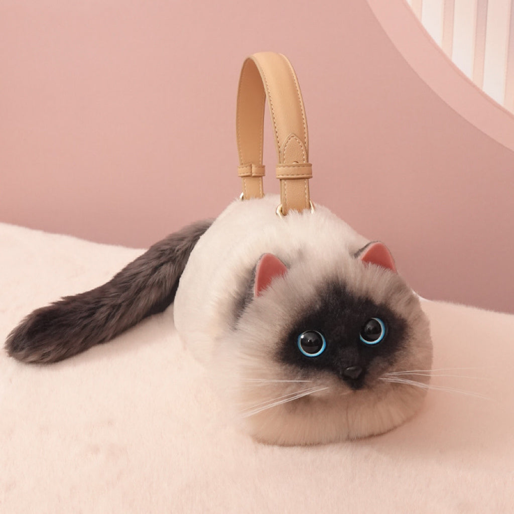 Luxueux sac à bandoulière chaton en peluche
