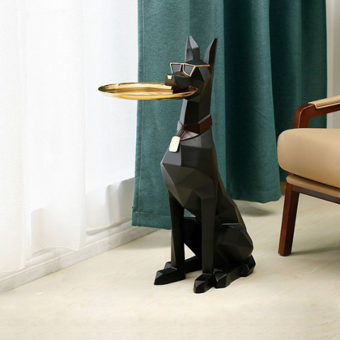 Statue de chien doberman pour la décoration intérieure